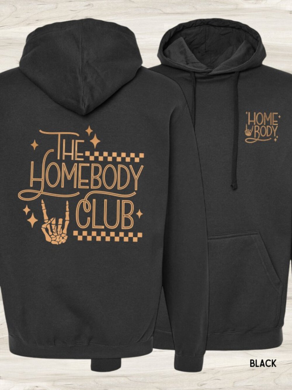 NWT Tultex Homebody Social Club Unisex Graphic Hoody Black Size Medium